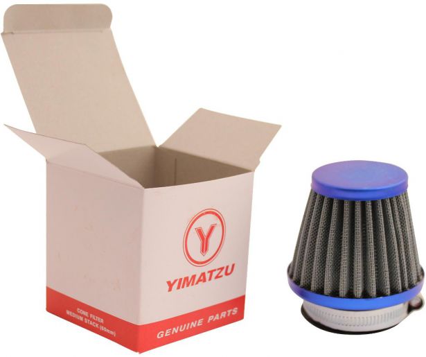 OVERSTOCK SPECIAL - Air Filter - 44mm to 46mm, Conical, Medium Stack (60mm), 2 Stroke, Yimatzu Brand, Blue
