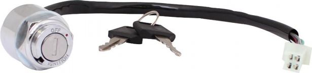 OVERSTOCK SPECIAL - Ignition Key Switch - 4 pin Female, Metal