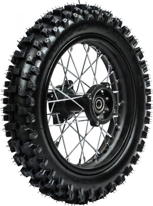 OVERSTOCK SPECIAL - Rim and Tire Set - Rear 12" (1.85x12), 15mm Axle, Black Rim with 3.00-12 (80/100-12) Tire, Disc Brake