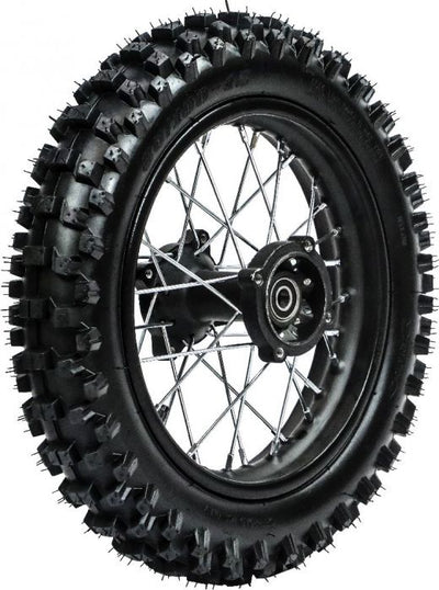 OVERSTOCK SPECIAL - Rim and Tire Set - Rear 12" (1.85x12), 15mm Axle, Black Rim with 3.00-12 (80/100-12) Tire, Disc Brake