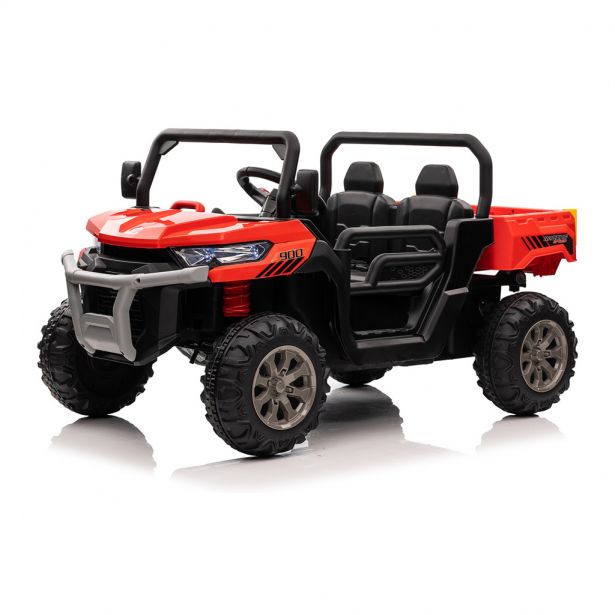 SHOK RumbleRig - Kids Electric Dump-Bed UTV, 24V 7Ah, Parent Remote, Red
