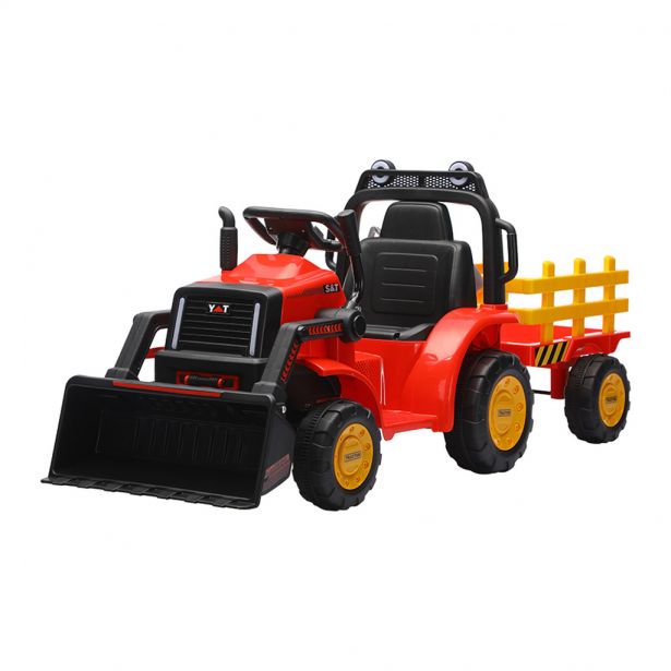 SHOK Scoopster - Kids Electric Loader with Trailer, 6V 7Ah, EVA Wheels, Red