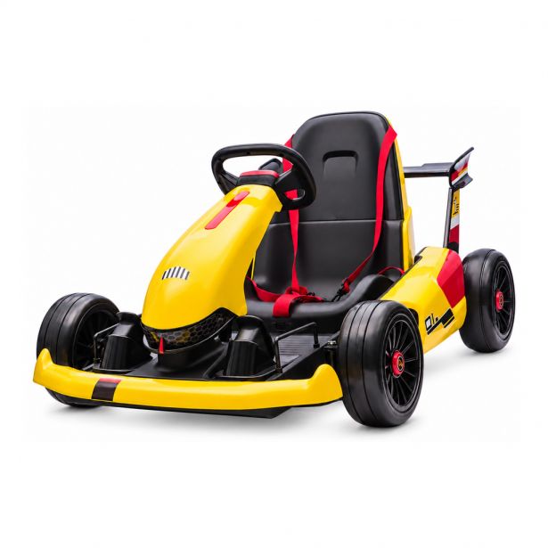 SHOK WhizKart - Kids Electric Go-Kart, 12V 7Ah, Adjustable Fit, Parent Remote, Yellow